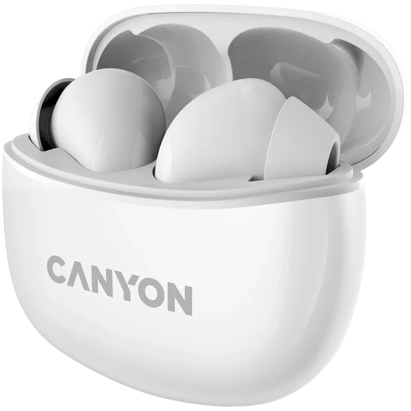 Canyon TWS-5 belaidės ausinės su mikrofonu, BT 5.3, 20Hz-20kHz, 40mAh*2+500mAh, USB-C