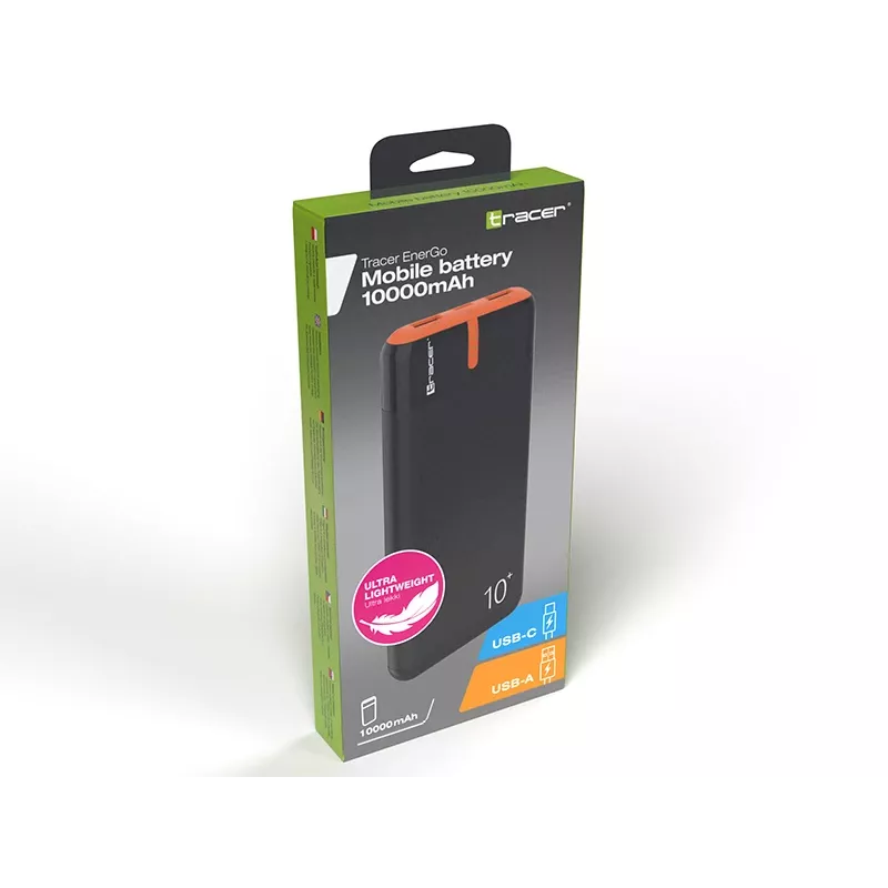 PowerBank EnerGo 10000mAh juodai-oranžinis