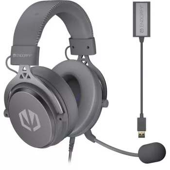 Ausinės ENDORFY VIRO Plus USB Alt Gray, žaidimų, tamsiai pilkos, USB-A, 3,5 mm lizdas, 7.1 virtualus garsas