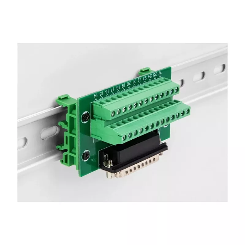 DeLOCK D-Sub 25 kontaktų moteriškas į terminalų bloką adapteris DIN bėgiui 51mm x 86mm x 30mm