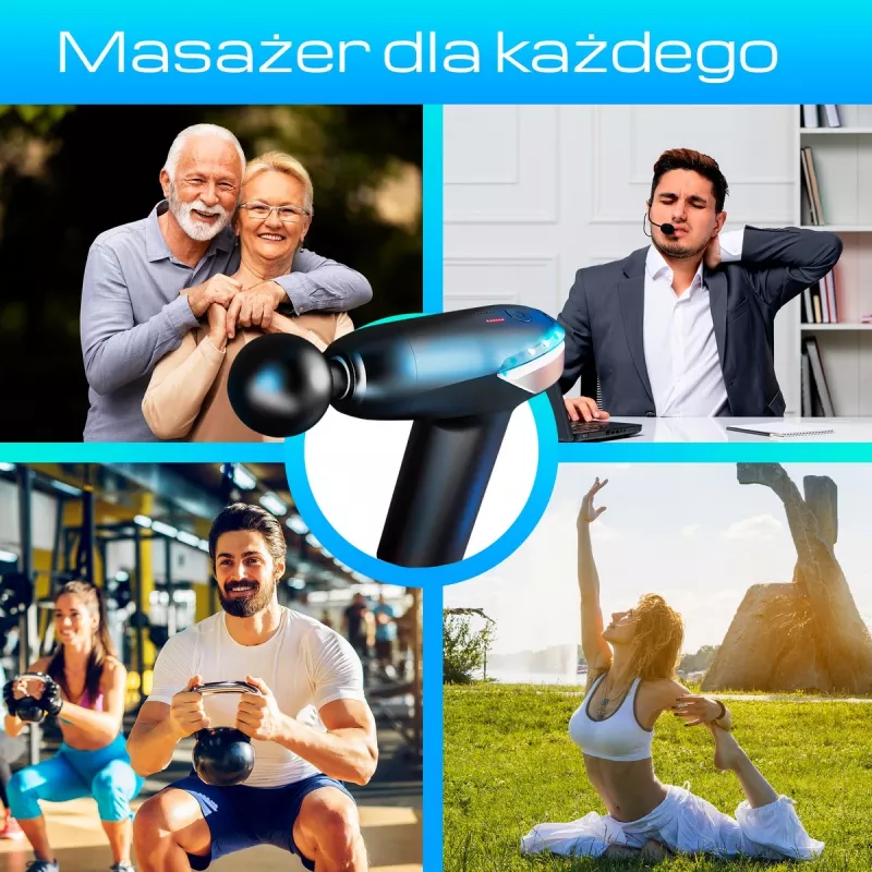 Masažinis pistoletas Extralink MSG-02-LITE 3200 RPM 6 antgalių