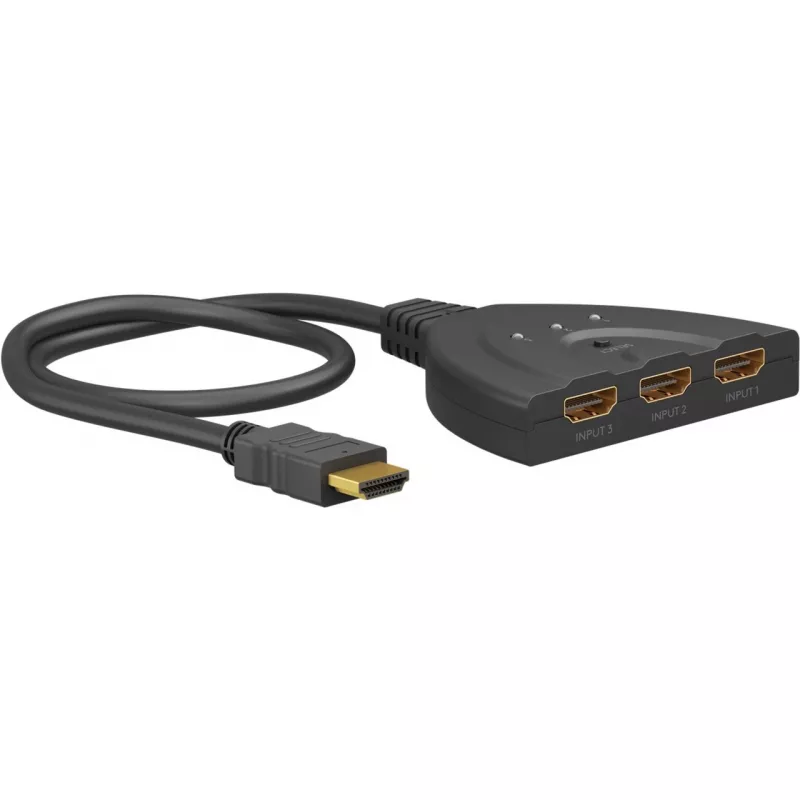 Goobay HDMI jungiklis 3 į 1 (4K @ 30 Hz) | 58487 | Juodas | HDMI moteriška | 3 HDMI moteriška | 0,58 m