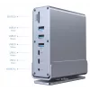 Gembird 15-in-1 USB Type-C kelių prievadų adapteris A-CF-COMBO15-01 — USB 3.2 Gen 2, 4× Type-C, 2× HDMI, DisplayPort, PD 3.0, SD kortelių skaitytuvas, Gigabit LAN, 3,5 mm garsas, pilka