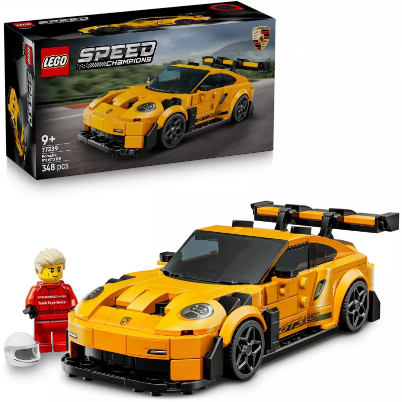 Konstruktorius LEGO Porsche 911 GT3 RS Speed Champions 77239 — 1:18 mastelis, 348 detalių, 9+ metų