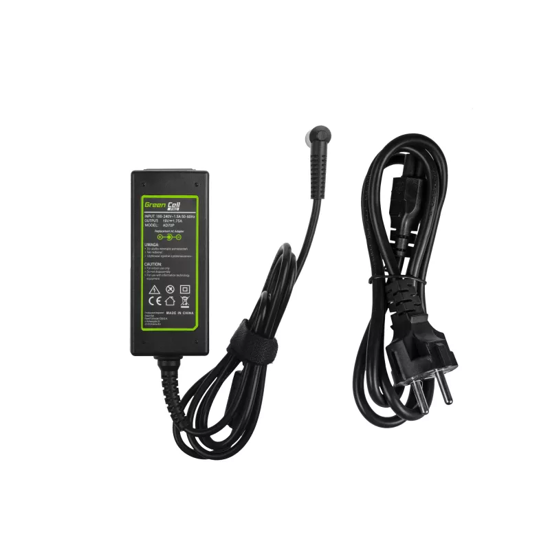 Maitinimo adapteris Green Cell AD70P, skirtas ASUS nešiojamiesiems kompiuteriams, 33W, 19V 1,75A, vidaus naudojimui, juodas