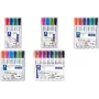 Markeris Staedtler Lumocolor 351, smailusis antgalis, juoda, šviesiai mėlyna, šviesiai žalia, rožinė