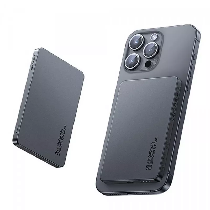 PowerBank 5000mAh 20W belaidis įkrovimas MagSafe titano spalvos