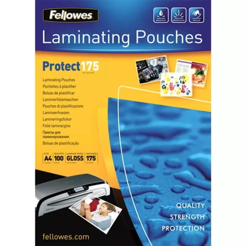 Laminavimo maišeliai blizgūs A4 175 mikronų 100 vnt. FELLOWES 5308703