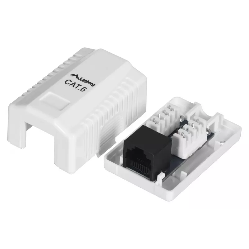 LANBERG OU6-0001-W – montažinė RJ-45 lizdo dėžutė, Cat6, balta