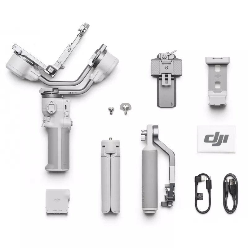 Gimbal stabilizatorius DJI RS 4 Mini Combo – kompaktiškas rankinis stabilizatorius veidrodiniams fotoaparatams