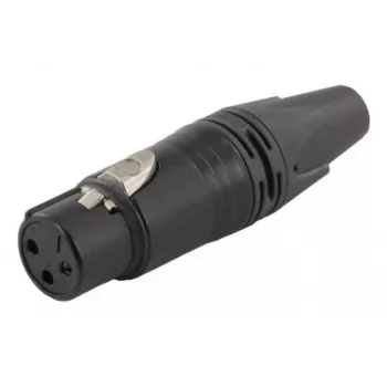 Moterinis XLR 3 polių laidų jungtis EQUIP, juoda, 30,5 g, 19,2×19,2 mm