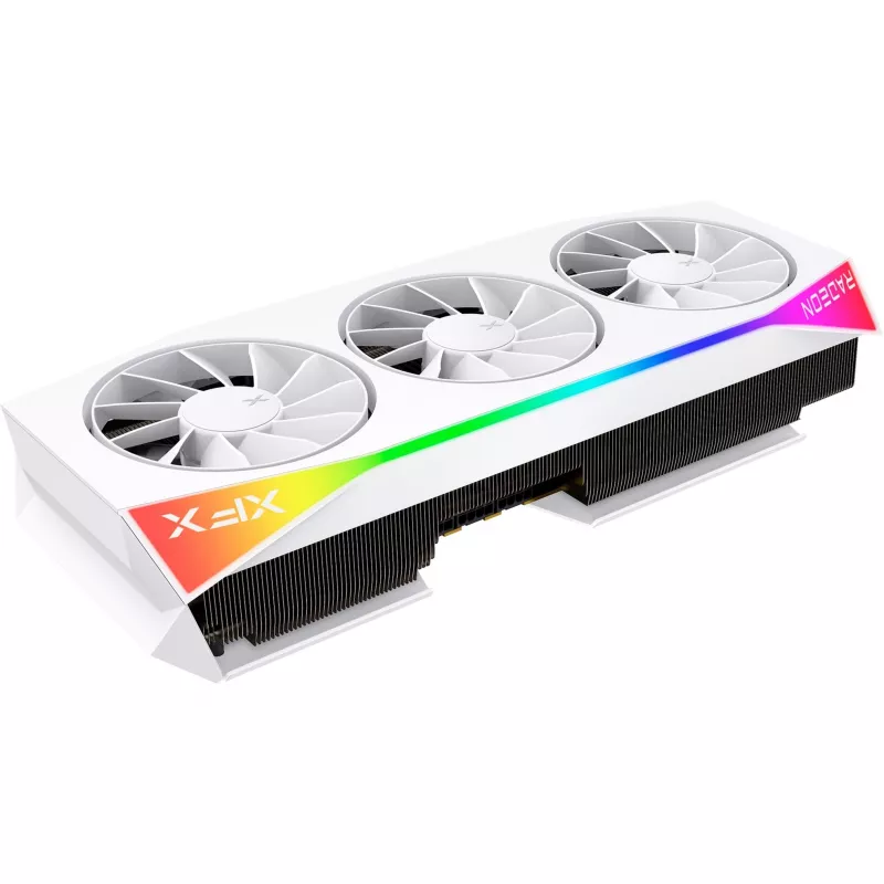 Vaizdo plokštė XFX Radeon RX 9070 XT – 16 GB GDDR6, 256 bitų, PCIe x16, 3 ventiliatoriai, balta, 360 mm