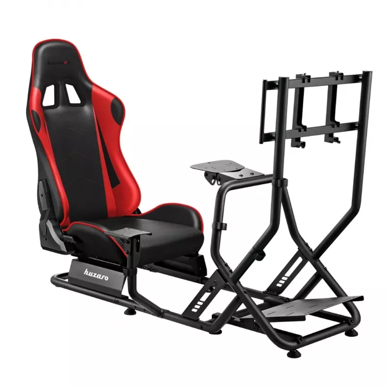 Lenktyninė kokpito kėdė huzaro Speed 6.0 su reguliuojama sėdyne, plieniniu rėmu, 30°–90° kampu, atlaiko iki 120 kg, raudona, 1080×1360×560 mm