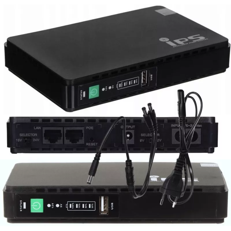 Maitinimo adapteris / inverteris MPL Power RouterUPS-30-PoE 30 W, vidaus, 100–240 V, juodas, 160×105×28 mm