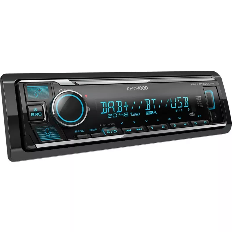 Kenwood KMM-BT508DAB, juodas, 1 DIN, 200 W, 50 W, Bluetooth, DAB+