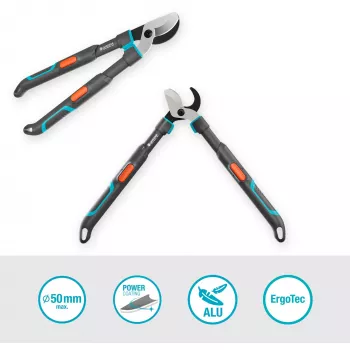 Gardena genėjimo žirklės TeleCut Pro S Pilka/turkio 52cm - 67cm (12040-88)