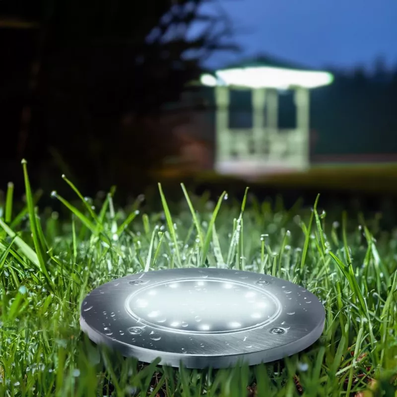 Maclean MCE318 LED saulės energijos takų šviestuvas su smaigaliu, 12 LED SMD, neutrali balta 4000K, 0,7 W, IP44