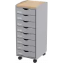 Mobilus vežimėlis su 8 stalčiais Pilka/bukas (DT 082N.02.23)