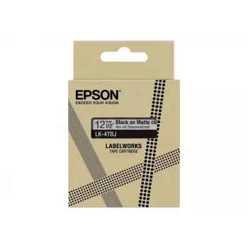 Juostelė etikečių spausdintuvui Epson C53S672065 juoda permatoma 1,2 cm pločio