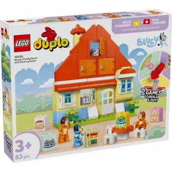 LEGO Bluey šeimos namas su atminties žaidimu 10459 – 83 detalės, 3 minifigūrėlės, nuo 3 metų