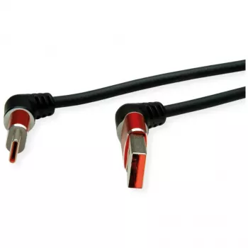 ROLINE USB 2.0 laidas Type-C – Type-A ST/ST 360° sukimasis juodas raudonas 1 m 11.02.