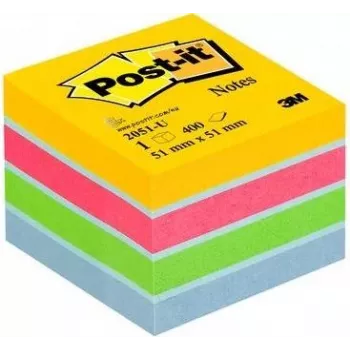 Post-It 2051-U Lipnūs lapeliai kvadratiniai Mėlyni - Žali - Rožiniai - Geltoni (2051-U)