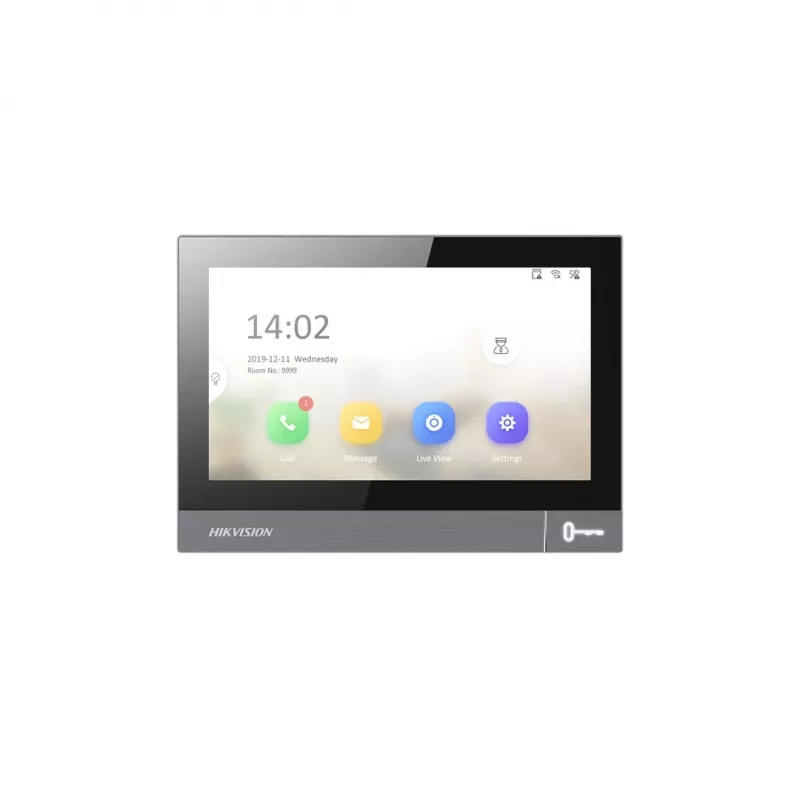 Videodurų skydelis vidaus Hikvision DS-KH8381-WTE1 7 colių 1024x600, PoE, Wi‑Fi, MicroSD
