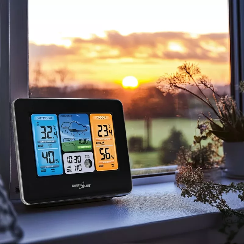 Greenblue 46003 Juodos spalvos LCD baterijų belaidė stotelė