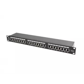 Patch panel 1U LANBERG PPS6-1024-B, 24 prievadai Cat6, metalinis, juodas, 442×114.5×44,5 mm