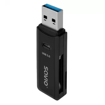 Kortelių skaitytuvas SAVIO AK-64 USB 3.2 Gen 1 Type-A, MicroSD lizdas, 5000 Mbit/s, juodas