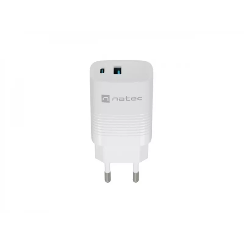 Įkroviklis NATEC NUC-2140, 30W, USB-C PD 3.0 + USB-A, Samsung AFC, Baltas