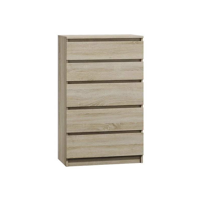 Komoda Top e shop M5 SONOMA – 5 stalčių, ąžuolo spalva, 700×400×1120 mm, medžio drožlių plokštė