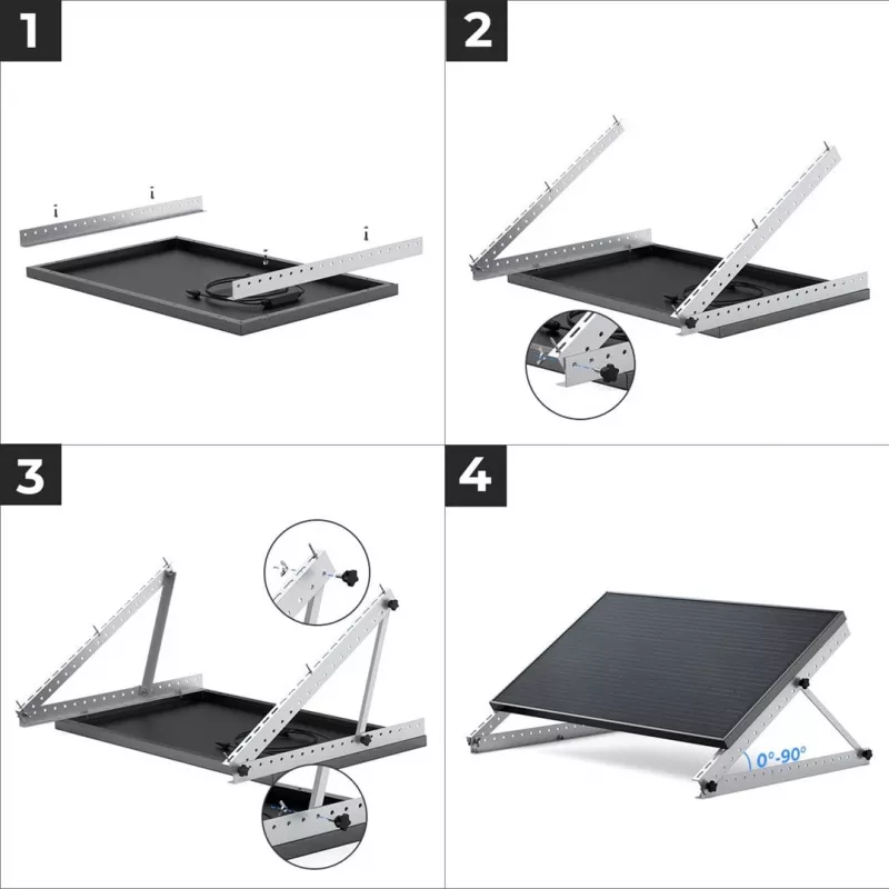 EcoFlow AA-FRAME-28IN laisvai pastatomas saulės kolektorių tvirtinimo rinkinys sidabrinis