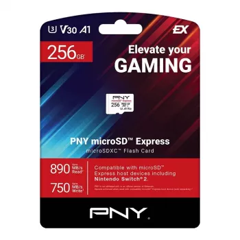 MicroSDXC atminties kortelė PNY microSD Express 256 GB UHS‑I Skaitymas 890 MB/s Rašymas 750 MB/s U3 V30