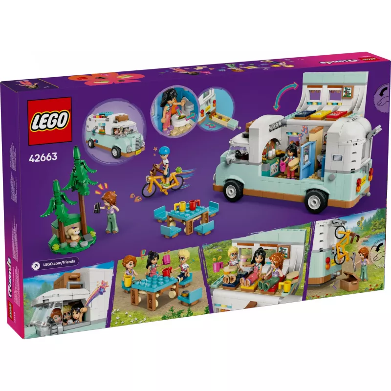 LEGO Friends kemperis 42663 – LEGO Motor Home statybinis rinkinys, 778 dalių, 3 minilėlės, nuo 7 metų