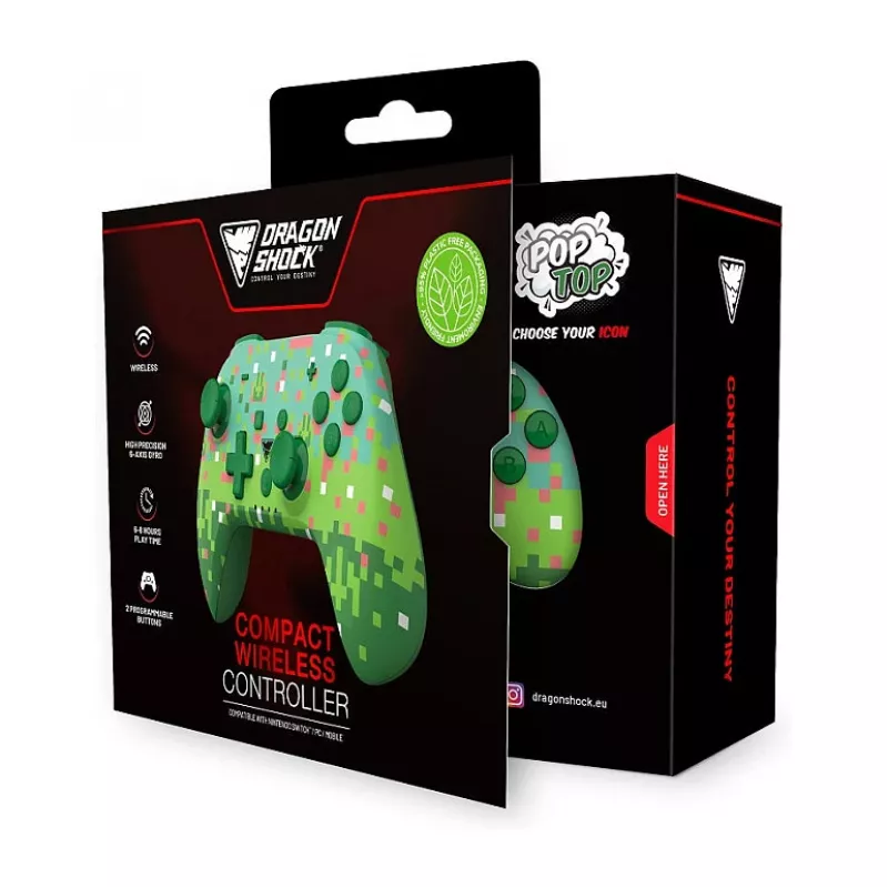 Pultelis Dragonshock Controller Poptop Wireless Cubes žalias jungiklis