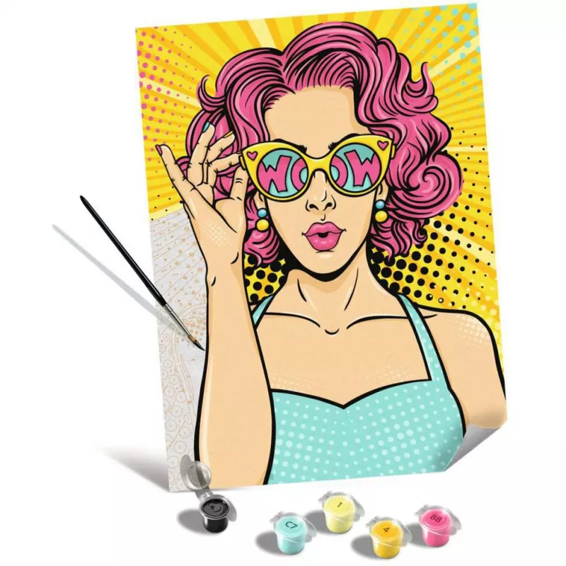 Ravensburger piešimo rinkinys CreArt ART Collection Canvas Edition – Moteris rožine spalva (PopArt)