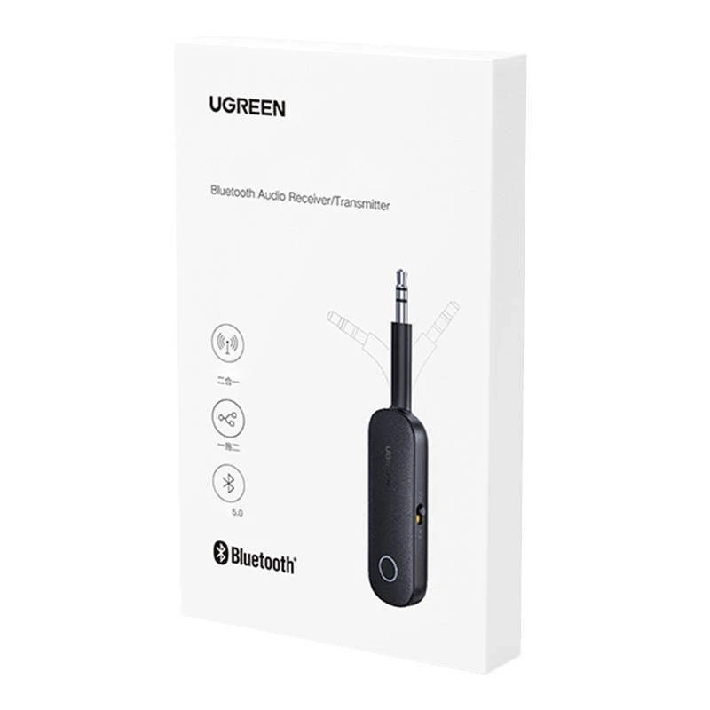 Bluetooth siųstuvas/imtuvas UGREEN CM403 — 3,5 mm lizdas, Bluetooth 5.0, 145 mAh baterija, juoda
