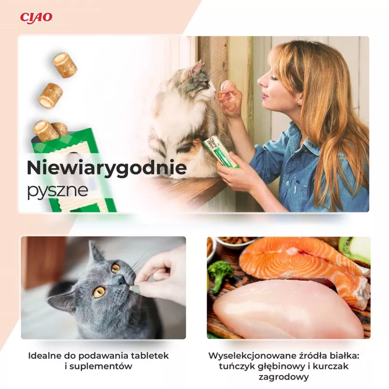 INABA Churu Bites Vištiena su tunu ir lašiša – skanėstai katėms – 3x10 g