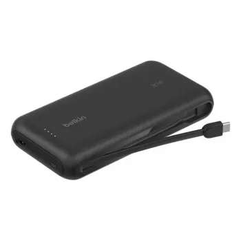Belkin BPB024HQBK nešiojamas 10 000 mAh powerbankas su integruotu USB-C laidu, 20 W