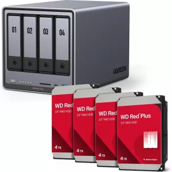 NAS korpusas UGREEN NASync DXP4800 Plus su Western Digital vidiniais HDD 16 TB (4 x 4 TB)