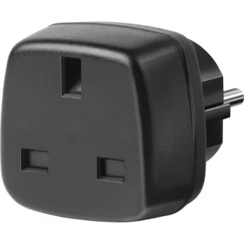 Kelioninis adapteris JK / įžemintas kištukas, lizdo adapteris juodas