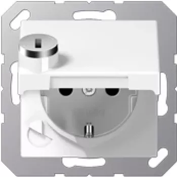 JUNG A 1520 BFKLSL WW kištukinis lizdas F tipo, baltas, termoplastas, IP44, universalus, 250 V