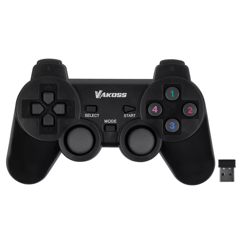 Belaidis žaidimų pultas VAKOSS GP-3925BK juodas RF analoginis/digitalinis PC ir PlayStation 3, 12 mygtukų, 2,4 GHz, nano imtuvas