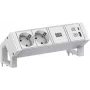 Bachmann DESK2 ALU WHITE 937.4022xCEE7/3 1xUSB A/C 22W 0,2m GST18