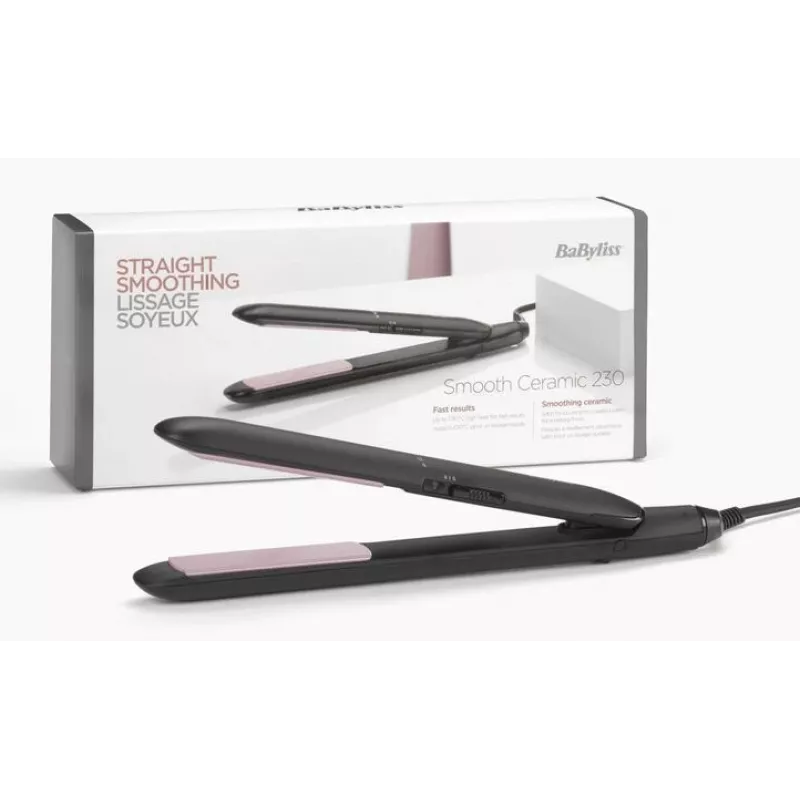 Tiesintuvas BaByliss CERAMIC 230 – keraminės plokštelės, 2 temperatūros lygiai, 1,8 m laidas, juodas