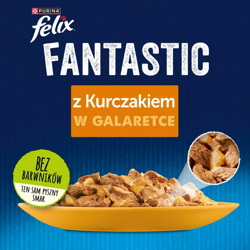 Šlapias kačių ėdalas Felix PURINA maišelyje 85 g – vištienos skonio, suaugusioms katėms