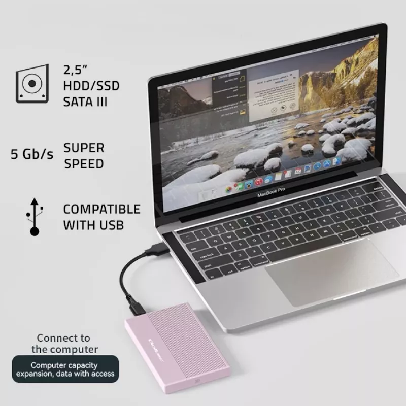 Korpusas 2,5 colio SSD/HDD diskui, SATA, USB 3.0, iki 2TB, QOLTEC