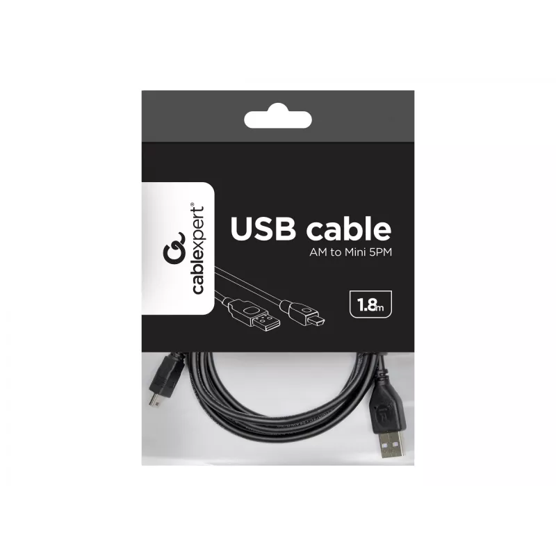 Gembird 1.8m USB 2.0 laidas USB A / Mini-USB B juodas
