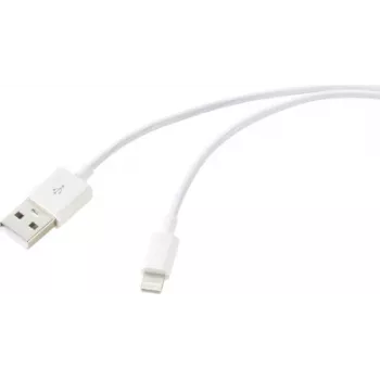 Renkforce USB kabelis USB 2.0 USB-A kištukas, Apple Lightning kištukas 1,00 m Baltas RF-6857548